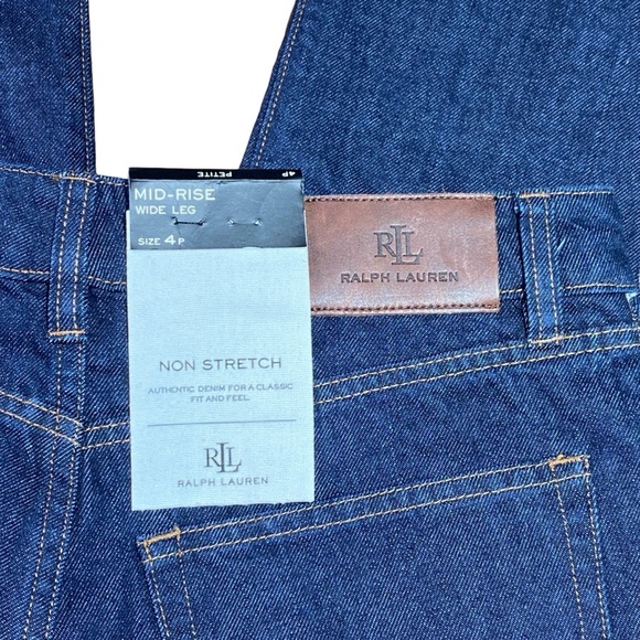 NWT Lauren Ralph Lauren Mid-Rise Wide-Leg Jean size 4P - Picture 12 of 14